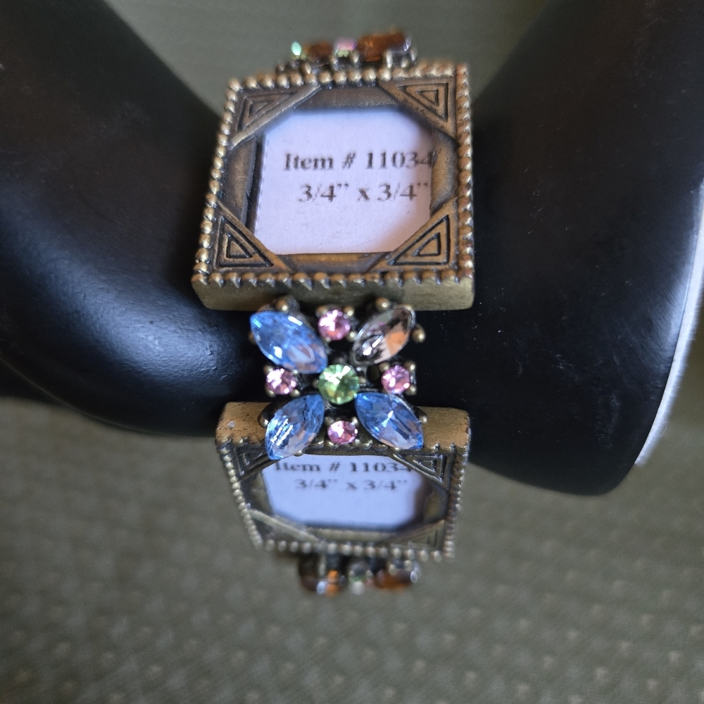 Vintage Style Picture Bracelet with Colorful Gemstones